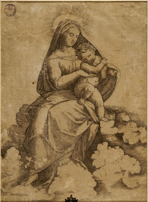 Anonimo italiano - Madonna con Bambino sulle nuvole